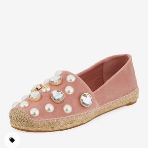 Tory Burch Pink Velvet Espadrilles